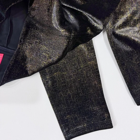 SPANX Velvet Shine Leggings Size M Black Gold Metallic High Rise Party Pants EUC - Picture 5 of 8